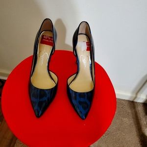 Jessica Simpson  Prizma Bright Blue Patent Charisma Leopard, Suze 6